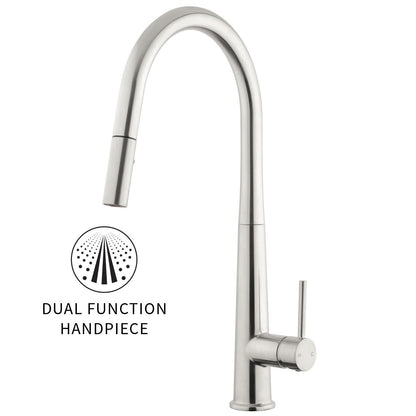 Apollo Gooseneck Pull Out Sink Mixer  Brushed Nickel (PVD)