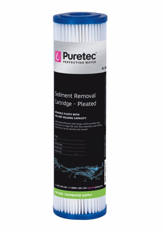 Puretec Pleated Sediment Cartridge Std, 10 inch, 10um Cellulose